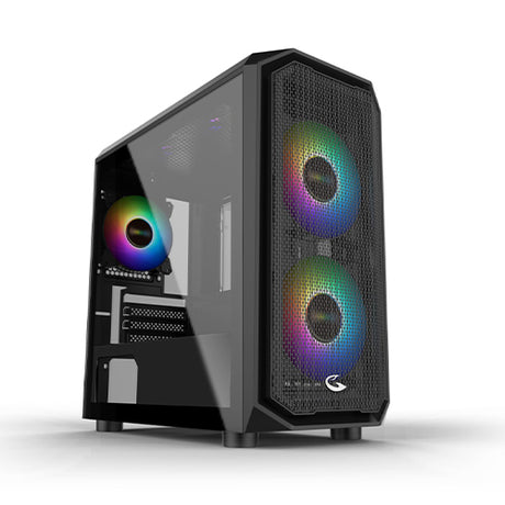 Sting Pro N24 Black TG mATX MidTower Gaming Case (with 1*120mm Rainbow Fan)