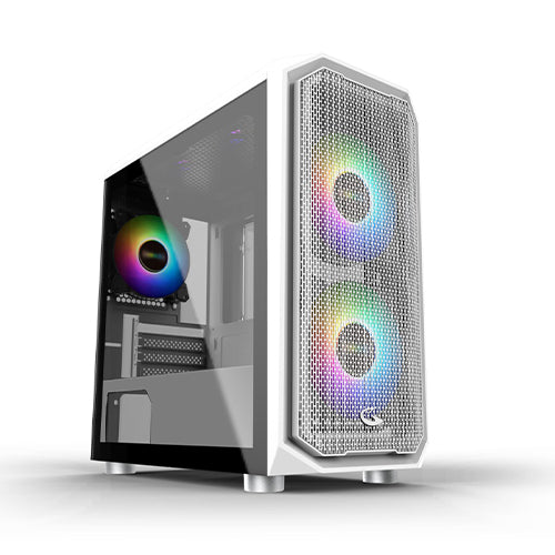 Sting Pro N24 White TG mATX MidTower Gaming Case (with 1*120mm Rainbow Fan)