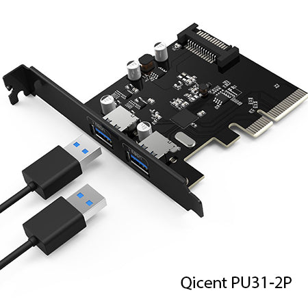 QICENT 2 Ports PCI-E to USB 3.1 Expansion Card PU31-2P