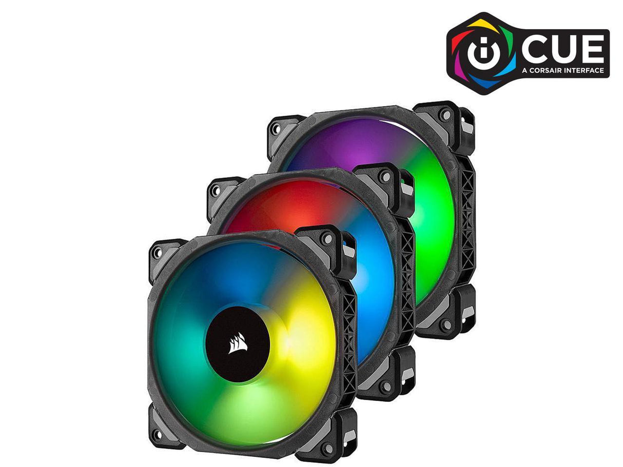 Corsair ML120 PRO RGB LED 120MM PWM Premium Magnetic Levitation Fan — 3 Fan Pack with Lighting Node PRO CO-9050076-WW