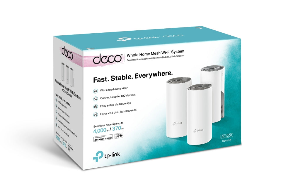 TPLink Deco E4 (3-Pack) AC1200 Whole Home Mesh Wi-Fi System