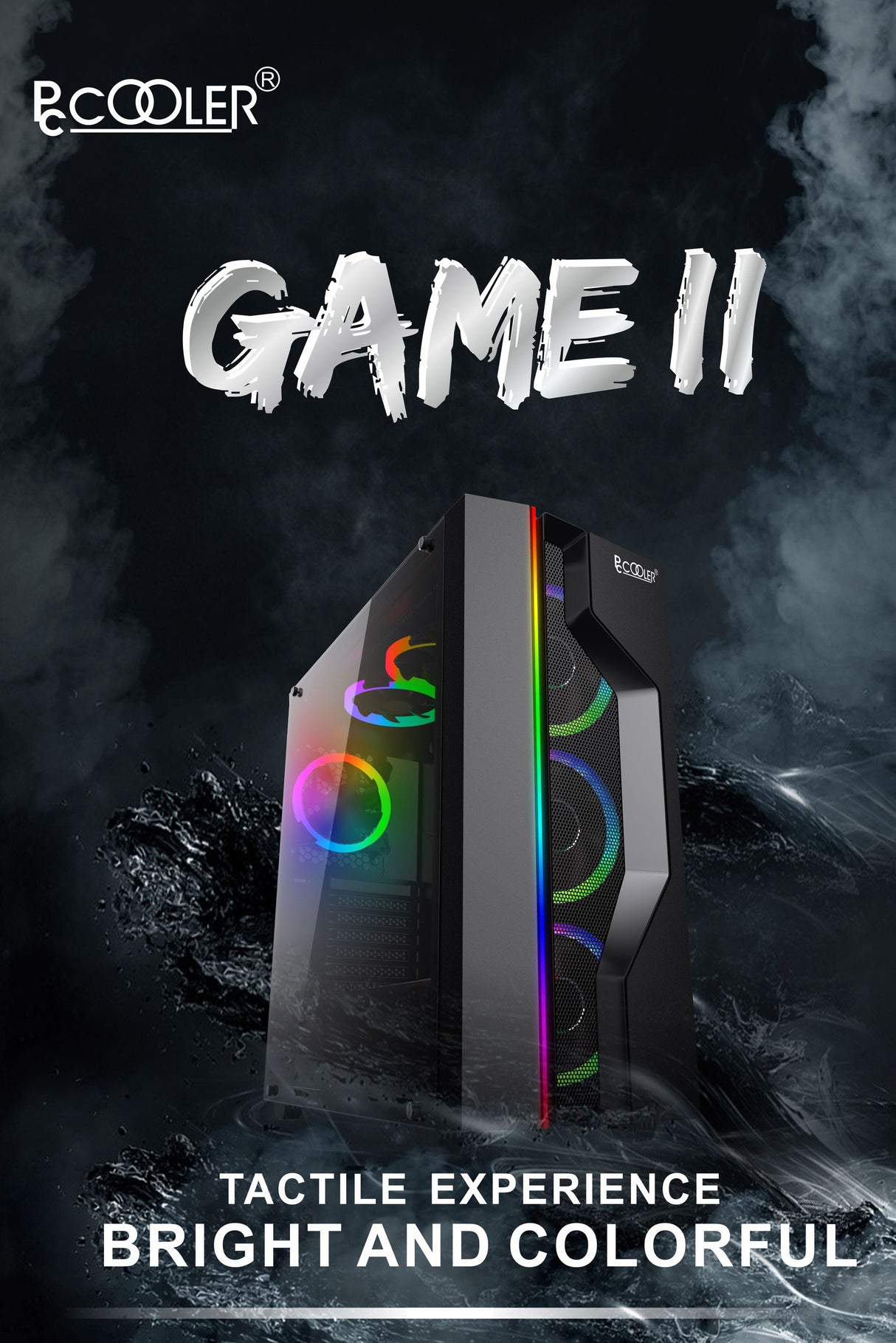 PCCooler GAME Ⅱ Black ATX TG Mid Tower Case (with 4*120mm FX-120 3 DYNAMIC COLOR 120mm Fan)