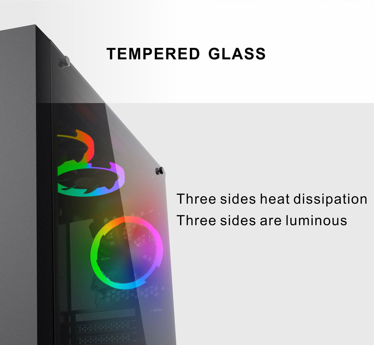 PCCooler GAME Ⅱ Black ATX TG Mid Tower Case (with 4*120mm FX-120 3 DYNAMIC COLOR 120mm Fan)