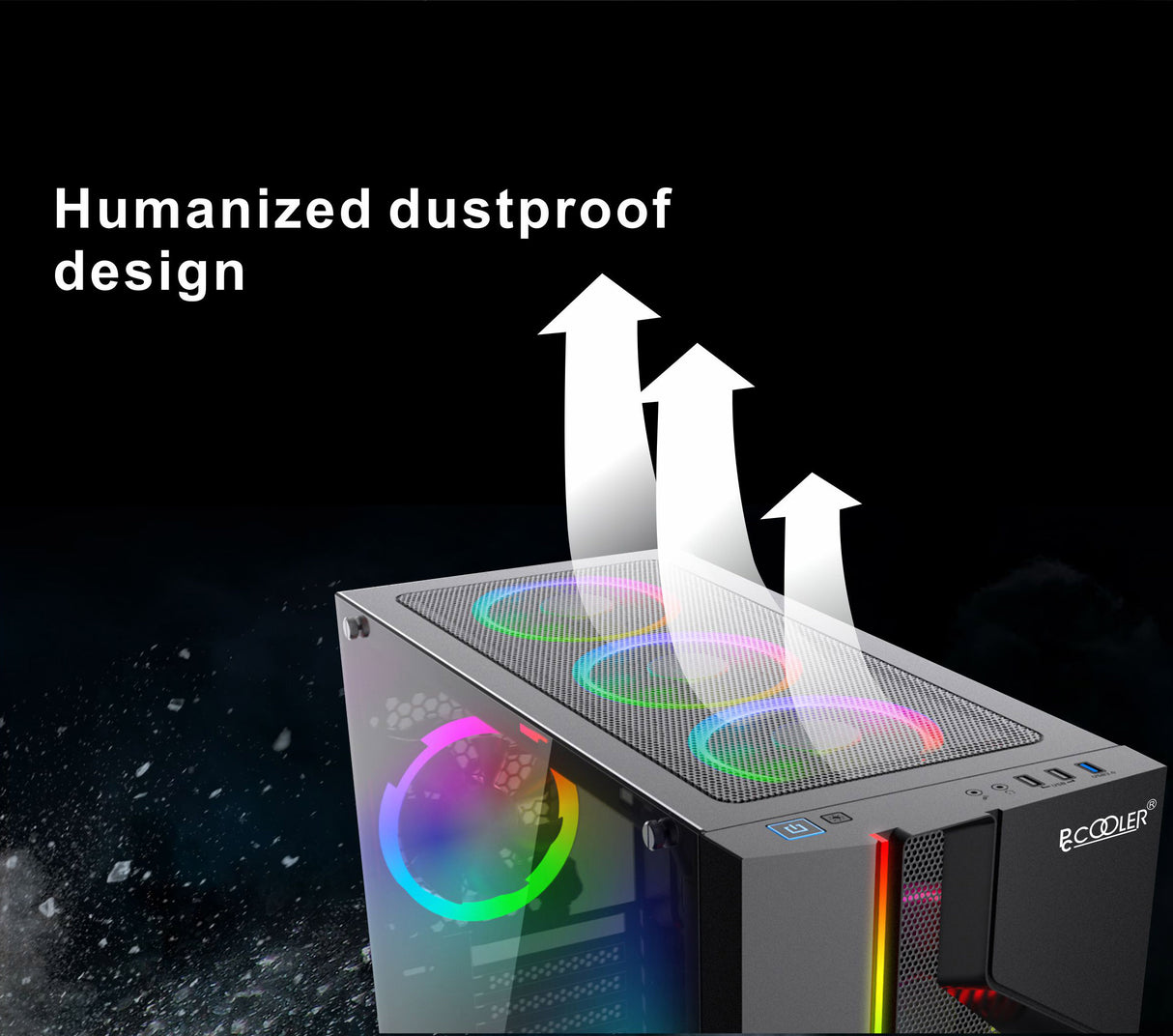 PCCooler GAME Ⅱ Black ATX TG Mid Tower Case (with 4*120mm FX-120 3 DYNAMIC COLOR 120mm Fan)