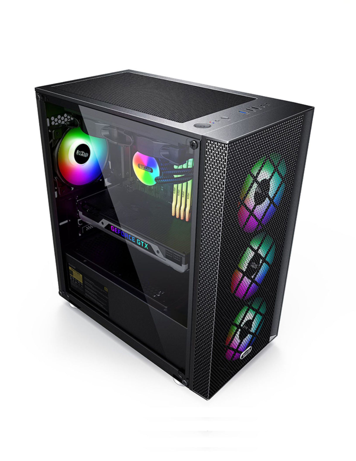 PCcooler GAME 6 Black mATX TG MESH Mid Tower Case (with 4*120mm FX-120 3 DYNAMIC COLOR 120mm Fan)