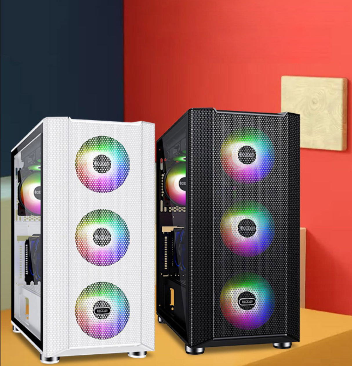 PCcooler GAME 7 Black ATX TG Mid Tower Case (with 4*120mm FX-120 3 DYNAMIC COLOR 120mm Fan)