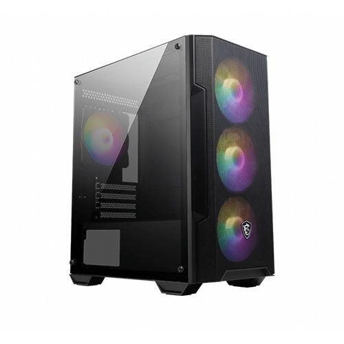 MSI MAG FORGE M100A PC Case - Micro ATX Tower / Acrylic Side Panel / Mesh Front Panel / Black (4*120mm Rainbow Fans)