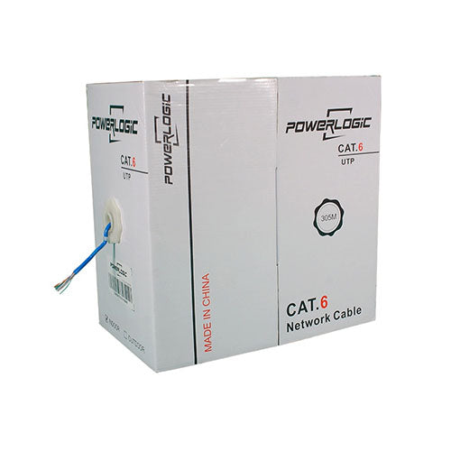 PowerLogic Cat6e Indoor 305m UTP Lan Cable Copper Clad 24AWG .45 CCA Blue