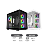 Cooler Master Elite 600 TG ATX Mid-Tower PC Case with USB-C Port ARGB (Black E600-KGNN-S02 | White E600-WGNN-S02)