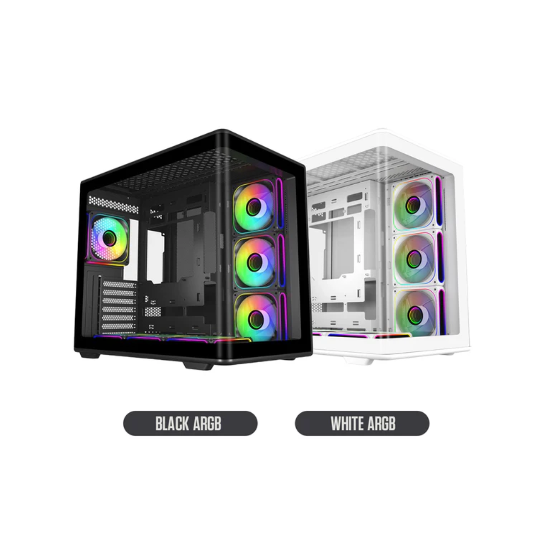 Cooler Master Elite 600 TG ATX Mid-Tower PC Case with USB-C Port ARGB (Black E600-KGNN-S02 | White E600-WGNN-S02)