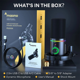 Maono PD200X USB/XLR Podcast Dynamic Microphone (Black/White)