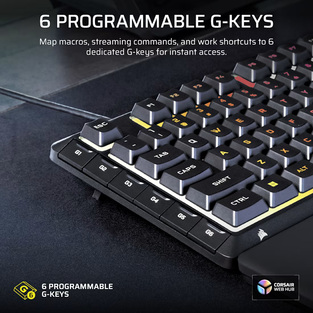 Corsair SKIFF 100 PLUS Wired RGB Membrane Gaming Keyboard CH-9226I65-NA
