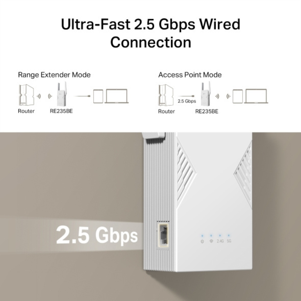 TP-Link RE235BE BE3600 3.6 Gbps Dual-Band Wi-Fi 7 EasyMesh Compatible Range Extender App