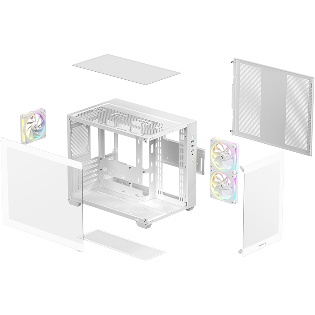DeepCool CG330 3F Panoramic Glass Panel Dual Chamber M-ATX PC Case (Black R-CG330-BKNGM3-G | White R-CG330-WHNGM3-G)