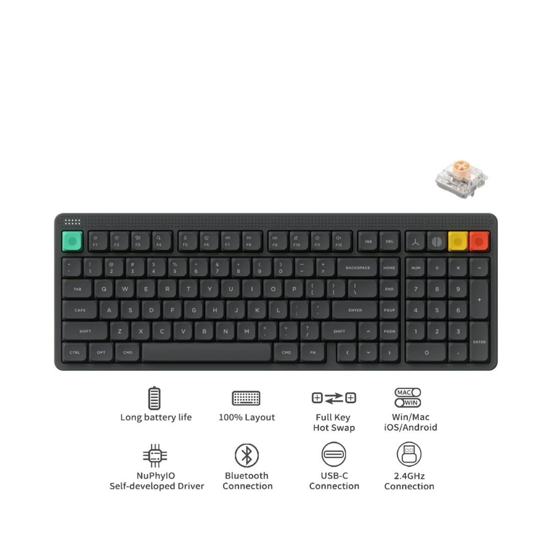 Nuphy Node100 Low-Profile Gray / Blush Nano Keyboard