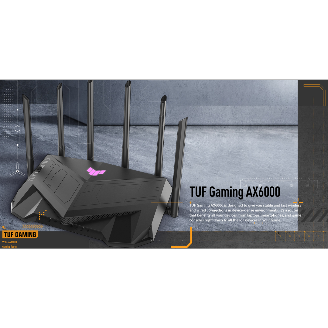 Asus TUF Gaming AX6000 Dual Band WiFi 6 Gaming Router - ASUS Asus TUF Gaming AX6000 Dual Band WiFi 6 Gaming Router - ASUS