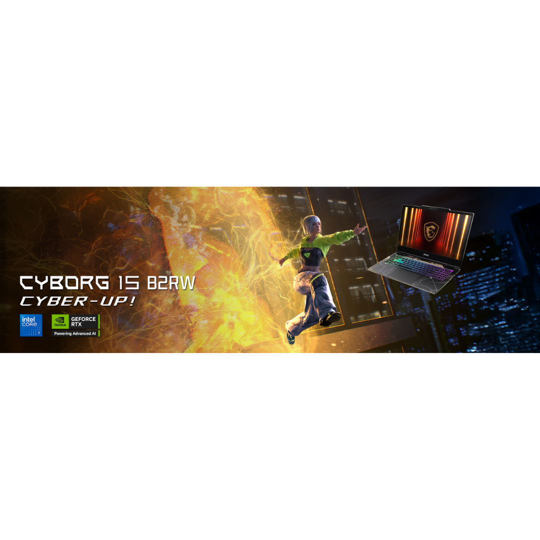 MSI Cyborg 15 B2RWFKG-035PH Gaming Laptop | 15.6" IPS 144Hz FHD 1920x1080 | Core 5-210H | 16GB RAM | 512GB SSD | RTX 5060 | Windows 11 Home | MSI Backpack