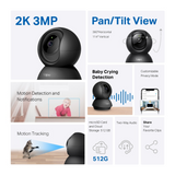 TPLink Tapo C211 2K Pan/Tilt 360 Degree Night Vision 2 Way Audio Home Security Wi-Fi Camera (Black) IP Camera