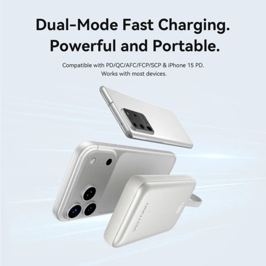 Vention 10000mAh 22.5W Magnetic Wireless Powerbank (1xUSB-C, 1xUSB-A) Gray FKQH0-TY