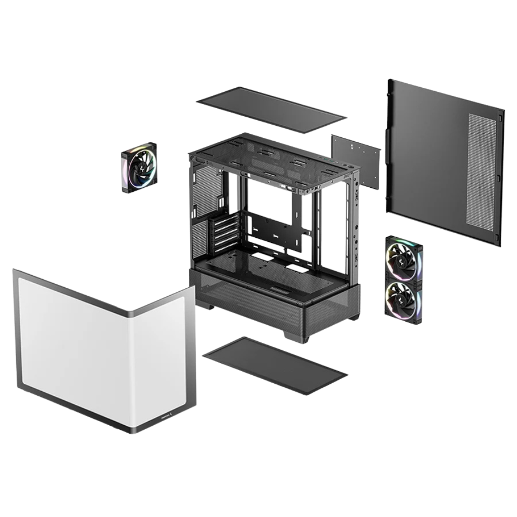 DeepCool CG380U 3F Panoramic Curved Glass M-ATX PC Case Black R-CG380U-BKAGM3-G