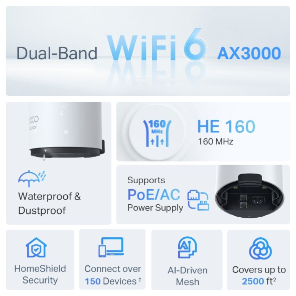 Tp-Link Deco X50 Outdoor (1 Pack) AX3000 Outdoor Whole Home Mesh WiFi6