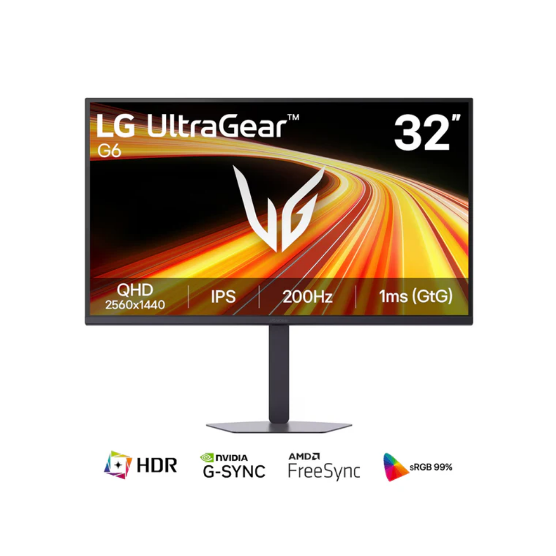 LG UltraGear G6 32G620B-B 32" IPS 200Hz QHD 2560x1440 1ms GTG Gaming Monitor with Tilt/ Height/ Pivot/ Swivel Adjustment