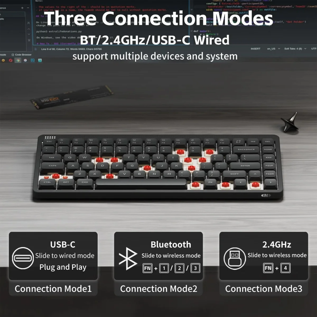 Nuphy Node75 Low-Profile Gray / Blush Nano Keyboard