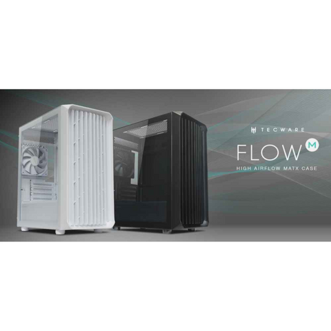 Tecware Flow M TG mATX Case (with 4X120mm Fan) Black | White