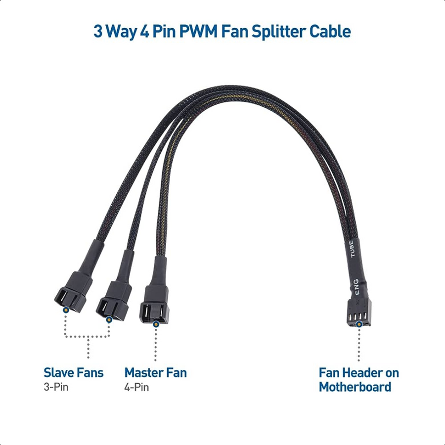 PWM TO 3 WAY 3pin / 4pin Power Fan Splitter Cable – DynaQuest PC