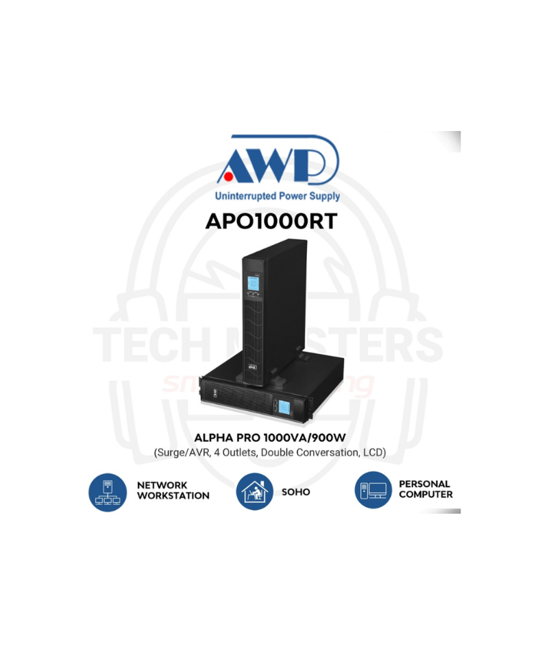AWP Wise APO1000RT 1000VA 900W Rackmount Tower UPS