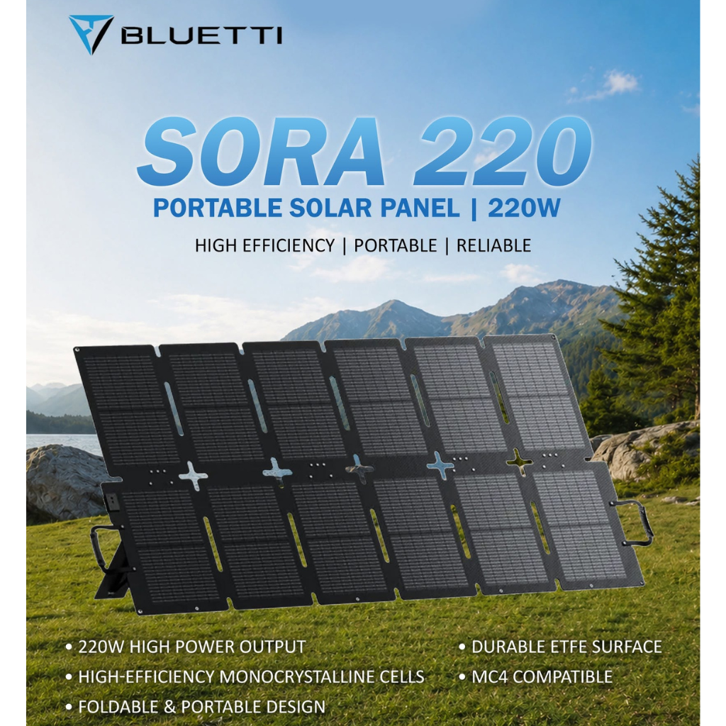 Bluetti PV220 220W SORA130 Solar Panel P-SORA220-UG-BK-MD-10