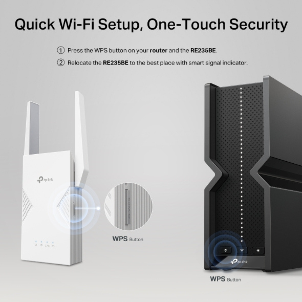 TP-Link RE235BE BE3600 3.6 Gbps Dual-Band Wi-Fi 7 EasyMesh Compatible Range Extender App