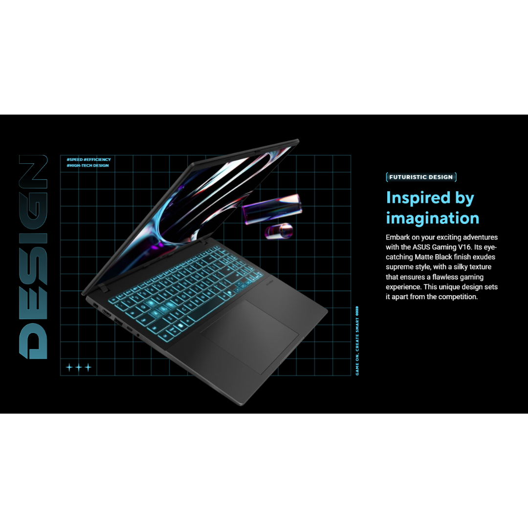 Asus Gaming V16 V3607VM-RP045W Laptop (Matte Black) | 16" 144Hz WUXGA (1920x1200) | Core 7 240H | 16GB RAM | 512GB SSD | RTX 5060 | Windows 11 Home | Asus Backpack + P307 TUF Gaming M4 Air Mouse