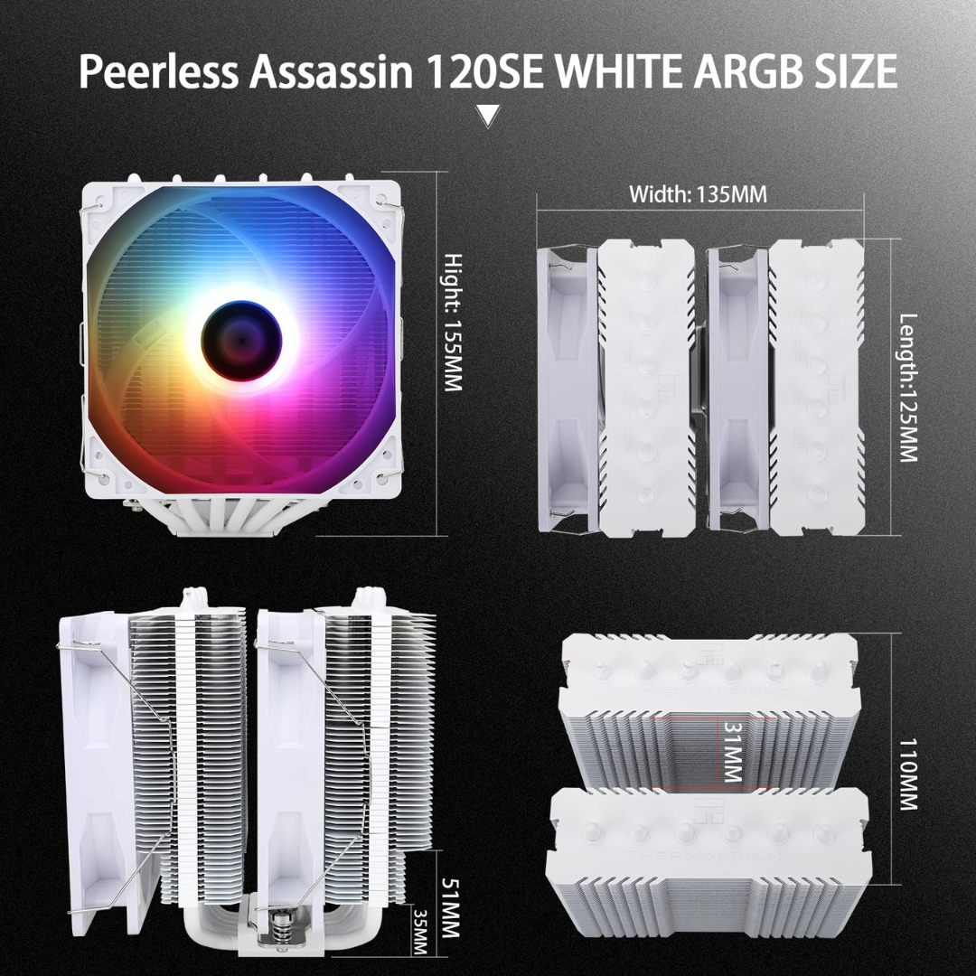 Thermalright Peerless Assassin PA 120 White SE ARGB CPU Air Cooler TL-C12CW-S