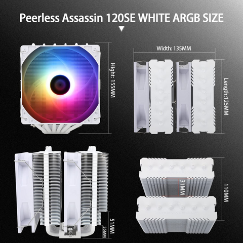 Thermalright Peerless Assassin PA 120 White SE ARGB CPU Air Cooler TL-C12CW-S