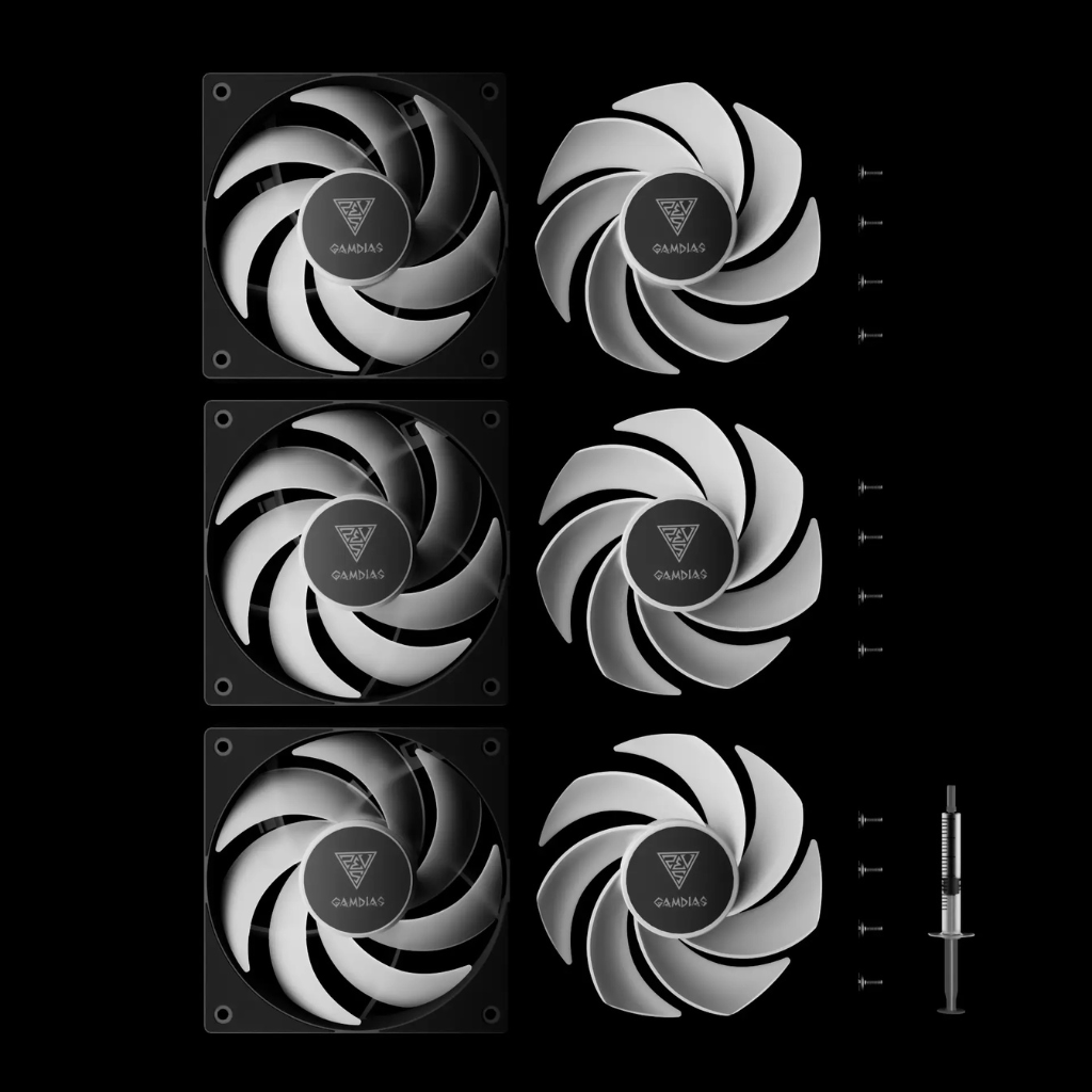Gamdias Notus M1-1203 ARGB TRIO 120mm PWM Fan with Swappable Blade ( Black | White )