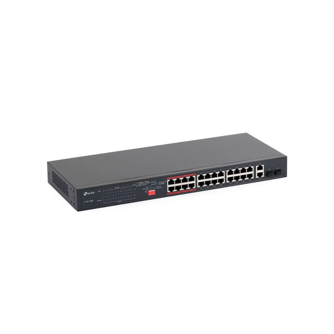 TPLink TL-SL1226P 24-Port 10/100Mbps + 2-Port Gigabit Unmanaged PoE+ Switch