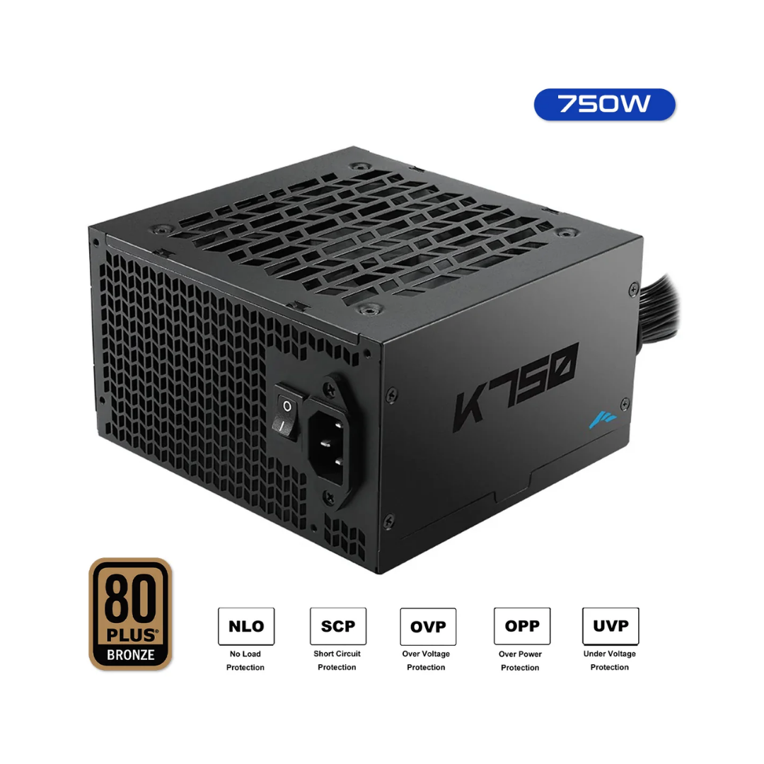 Sama K750 Black 750W 80+ Bronze ATX 2.52 Non-Modular Power Supply K0750-BKBFWA25-US