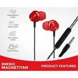 Cliptec MAGNETITAN Magnetic In- Ear Earphone BME802 ( Red )