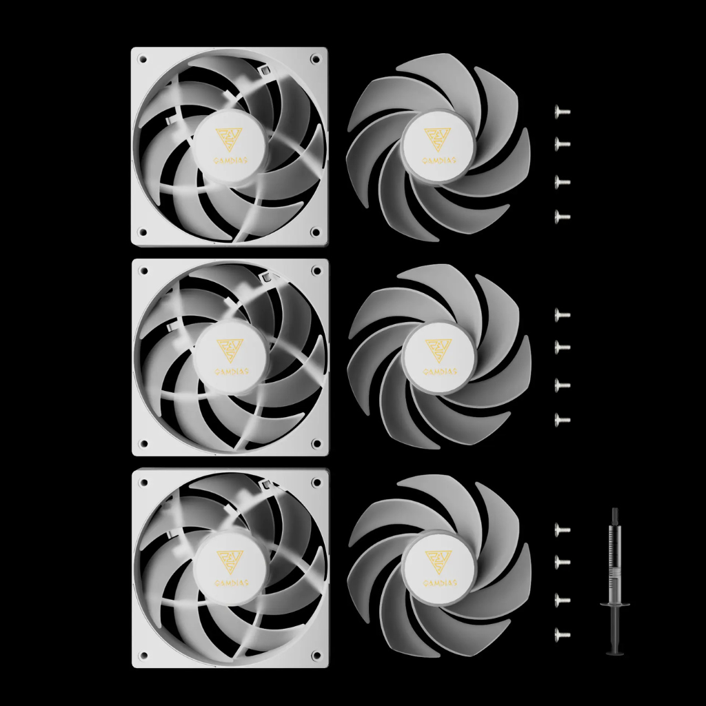 Gamdias Notus M1-1203 ARGB TRIO 120mm PWM Fan with Swappable Blade ( Black | White )