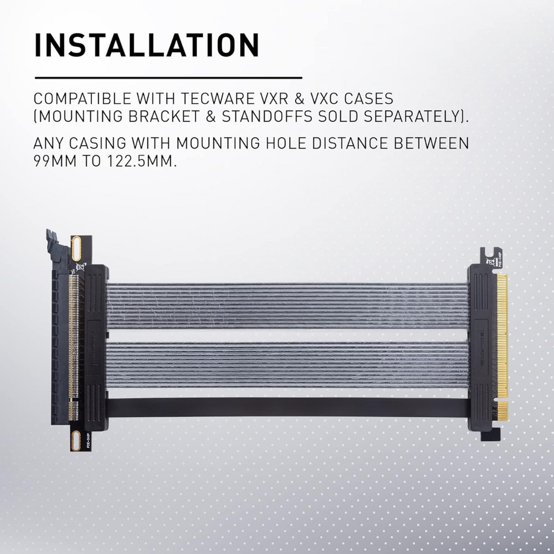 Tecware GPU PCIE Riser Cable 4.0 20cm 180 Degree Angle – DynaQuest PC