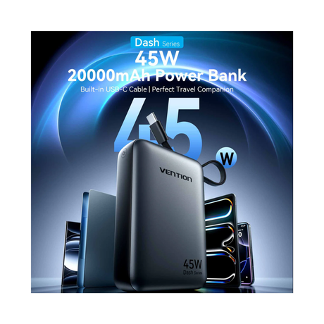 Vention 20000mAh 45W Compact and Portable Air Travel Friendly Power Bank USB-C/USB-A (FHGH0-TY)