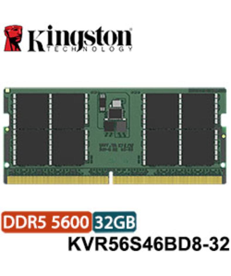 Kingston 32GB DDR5 5600MT/s SoDimm Laptop Memory KVR56S46BD8-32