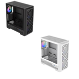 Sama S41 High Airflow ATX MidTower Case + 4 ARGB Fans, Pre-Installed ARGB HUB (Black S41-BKAMA4X1-GL | White S41-WHAMA4X1-GL)