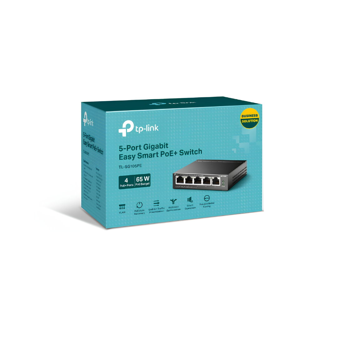 TP-Link TL-SG105PE 5-Port Gigabit Easy Smart Switch with 4-Port PoE+ Desktop Network Ethernet Switch Hub for Internet
