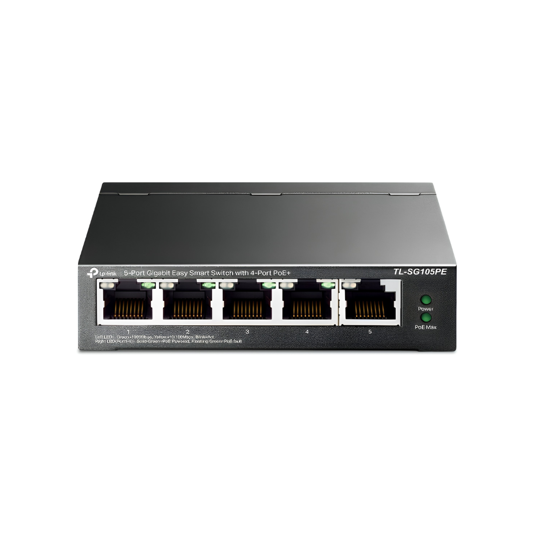 TP-Link TL-SG105PE 5-Port Gigabit Easy Smart Switch with 4-Port PoE+ Desktop Network Ethernet Switch Hub for Internet