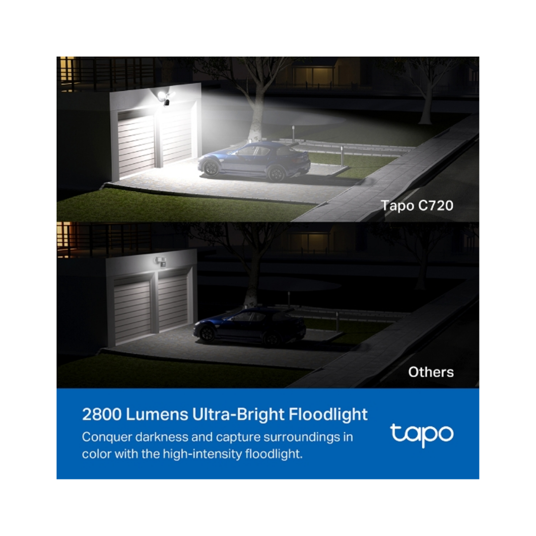 TP-Link Tapo C720 2K QHD Live View Smart Floodlight Outdoor WiFi IP Security Cctv Sale Camera Connect to Cellphone with Mic and Speaker