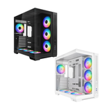 Sama V52 Dual TG ATX MidTower Gaming Case + 7x ARGB Fans, Pre-Installed ARGB Control Hub USB-C (Black V52-BKADA7X1-GL | White V52-WHADA7X1-GL)