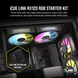 Corsair iCue Link RX120 RGB 120mm PWM Fan Triple Starter Kit Black CO-9051018-WW | White CO-9051022-WW