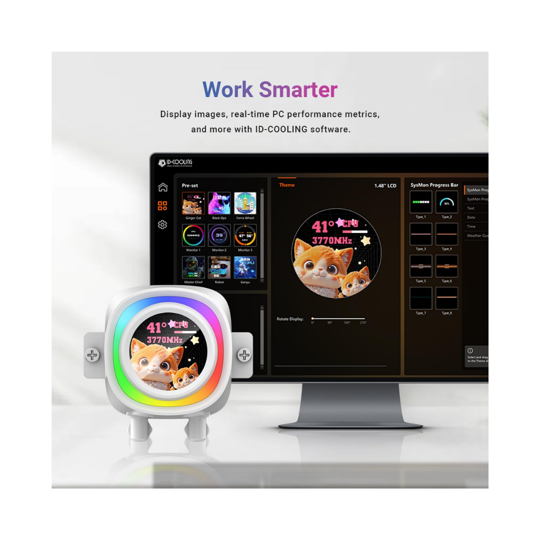 ID Cooling FX240 LCD ARGB White 240mm Water Cooler